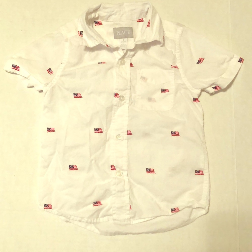 American flag short sleeve button down shirt 4T